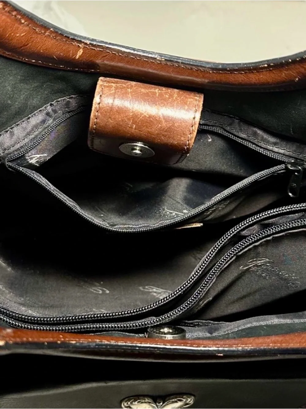 Fossil Dark Green Vintage Leather Tote with Brown Braided Handles